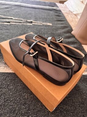 Classic Black Mary Jane Flats with Mesh Panels